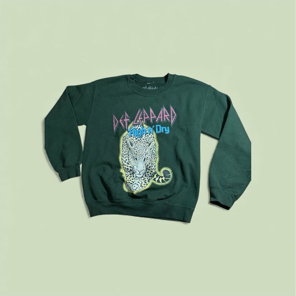 Vintage Def Leppard "High 'n' Dry" Sweatshirt Green Unisex M Pullover